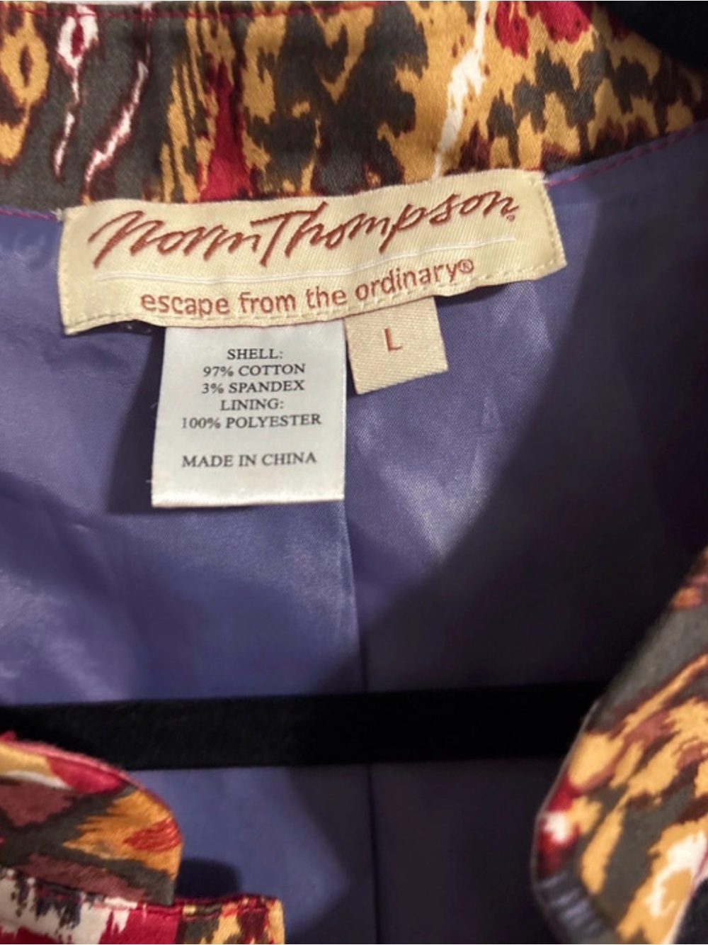 Norm Thompson Red Multi-Pattern Open Front Blazer - Picture 3 of 4
